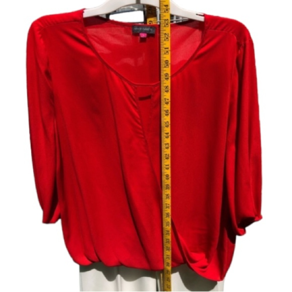 Vince Camuto size large red faux wrap silky blouse 3/4 sleeve